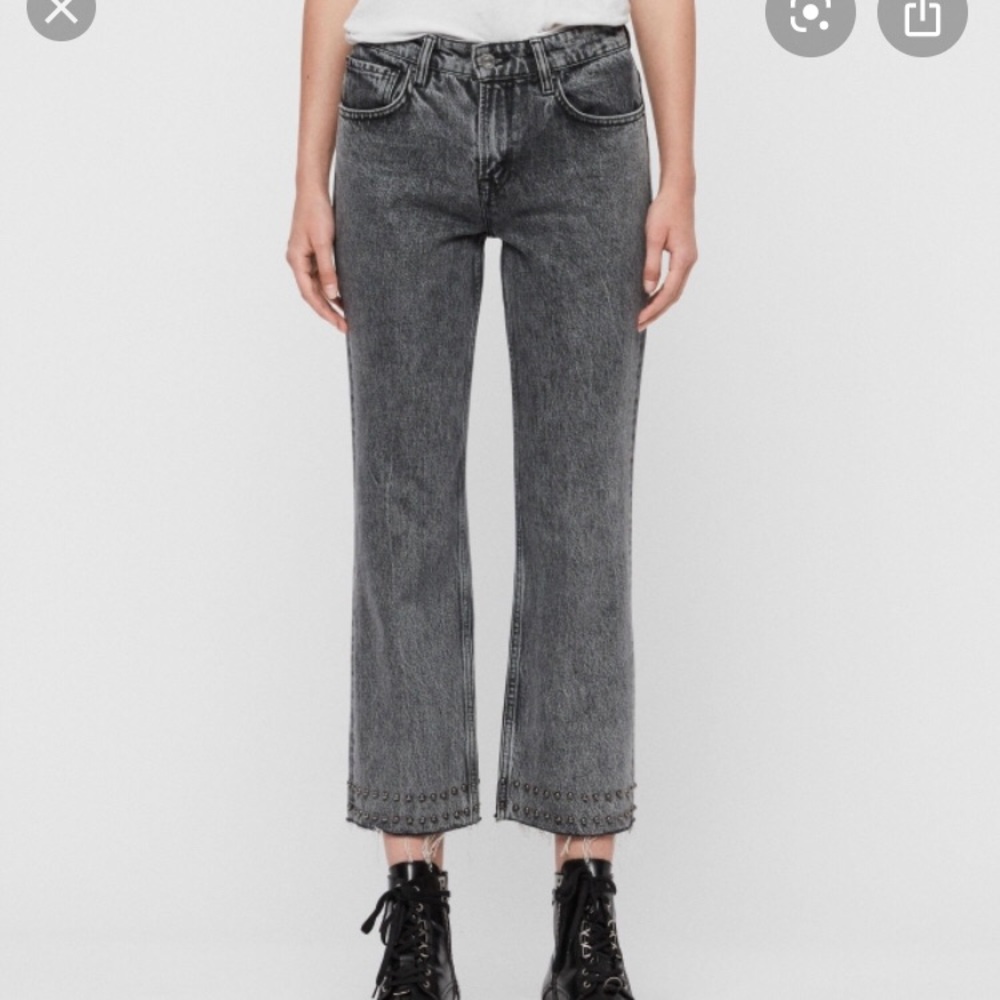 All Saints Ava stud hem crop jeans